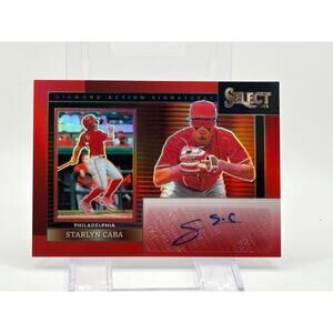 2024 Panini Select Starlyn Caba Diamond Action Red Prizm Auto 17/99 SP Phillies